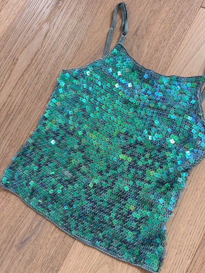 SALE Vintage sequin turquoise top