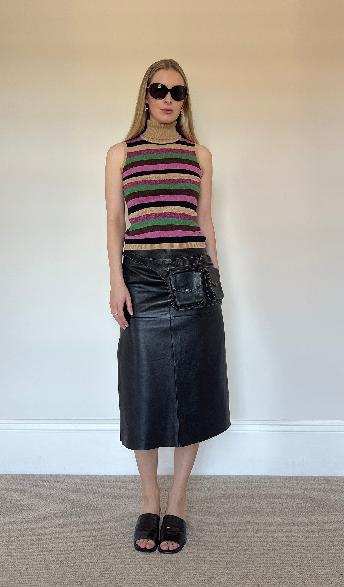 Vintage stripe roll neck top/jumper