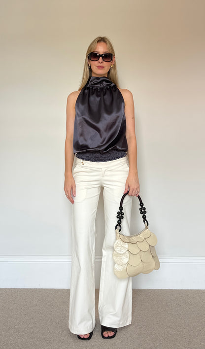 Vintage grey satin halter top