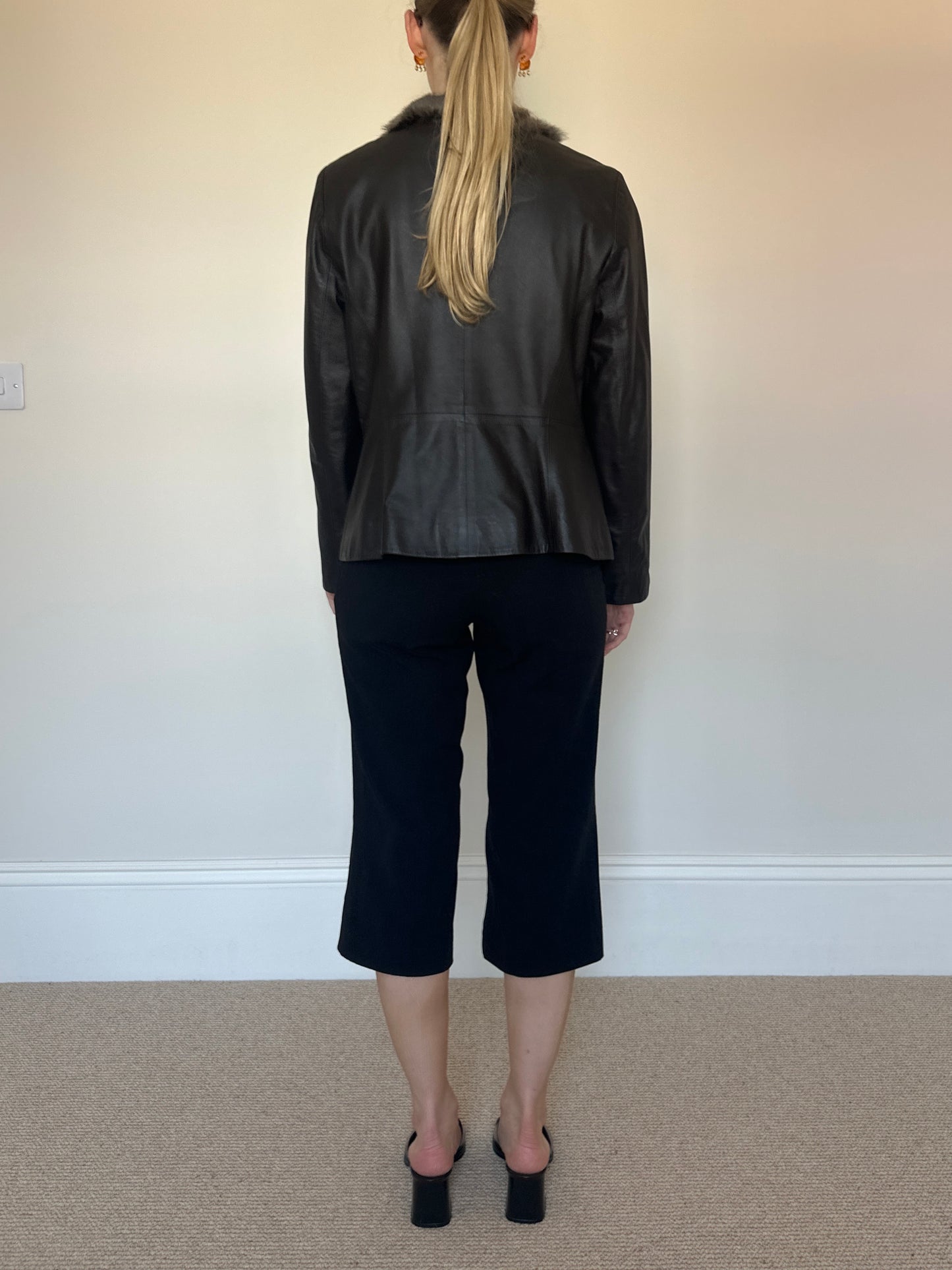 Vintage real leather fur jacket