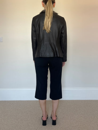 Vintage real leather fur jacket