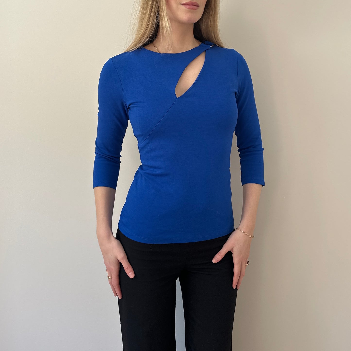 Vintage cobalt blue 3/4 sleeve top