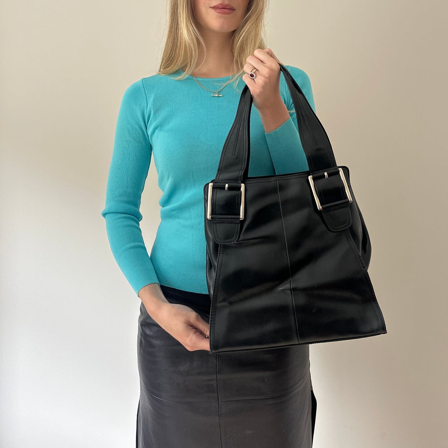 Vintage black buckle bag