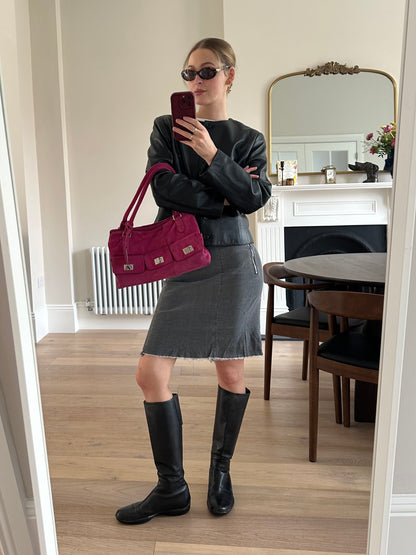 Vintage pink suede bag