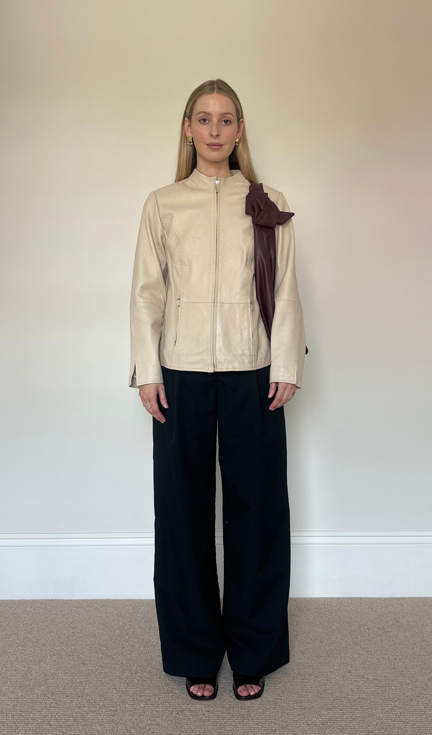Vintage cream leather jacket