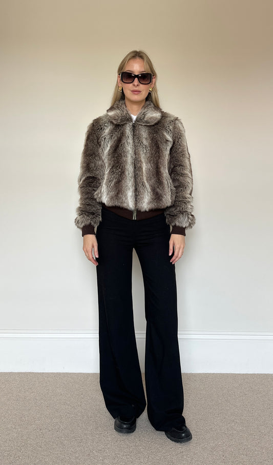Vintage faux fur bomber jacket