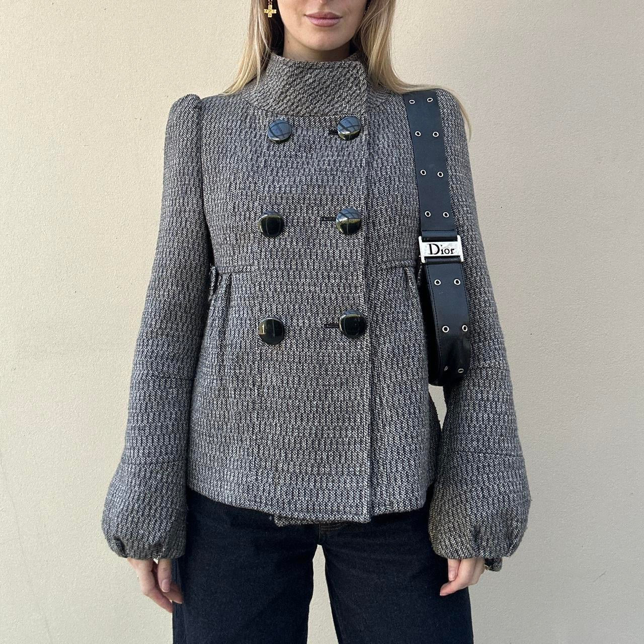Vintage 00s tweed pea coat