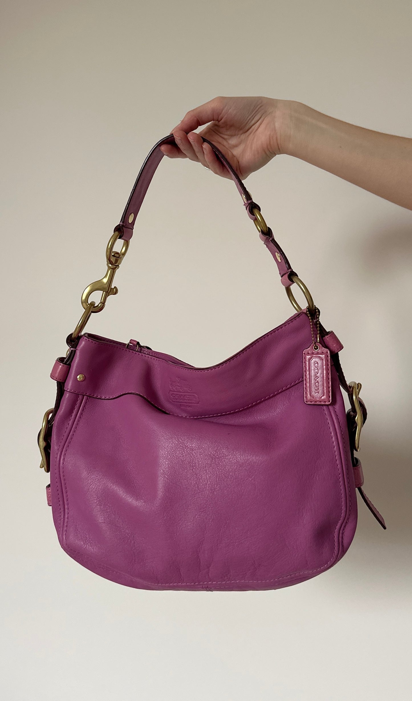 Vintage pink & gold coach bag