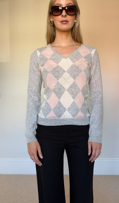 Vintage cashmere argyle jumper