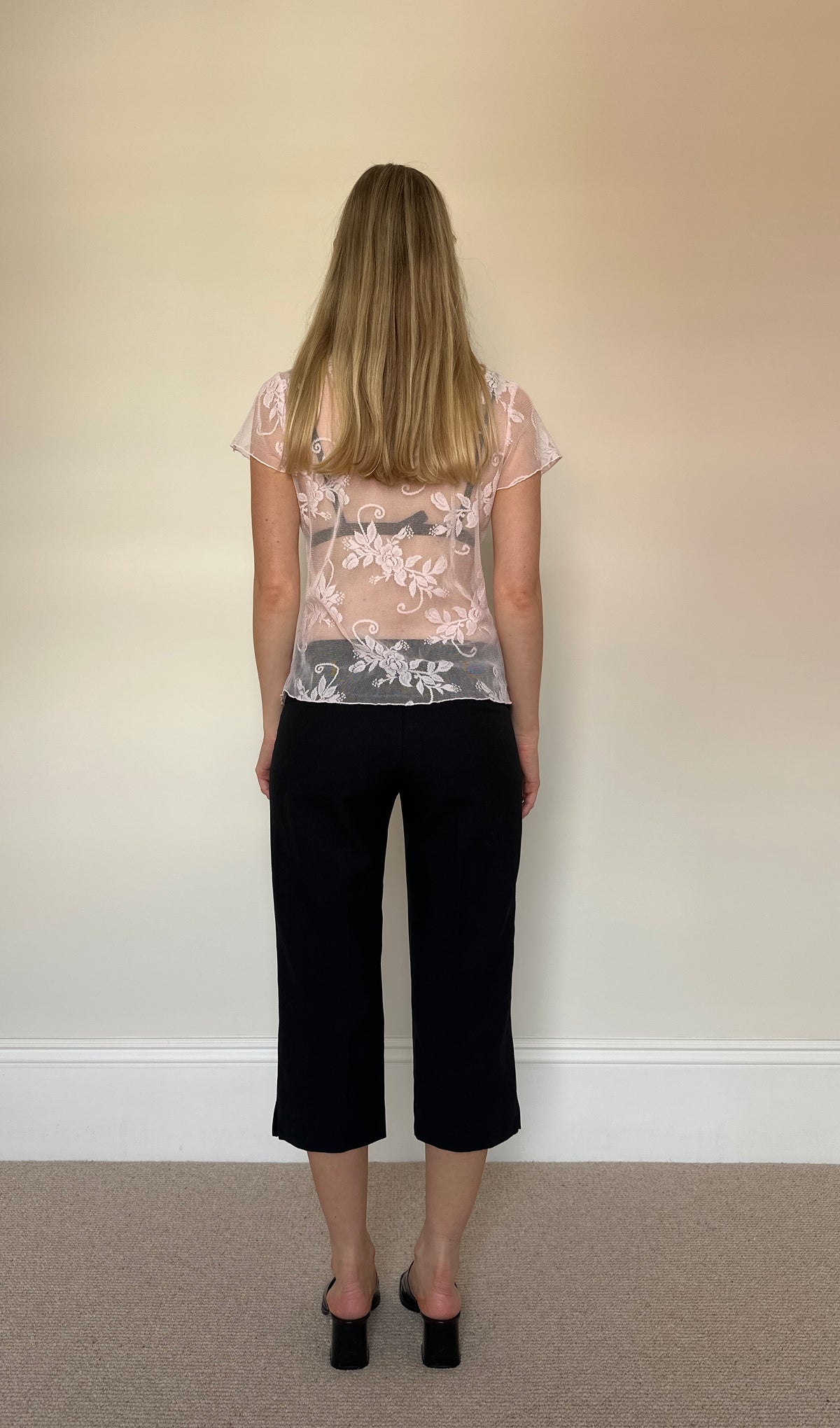 Vintage baby pink lace blouse