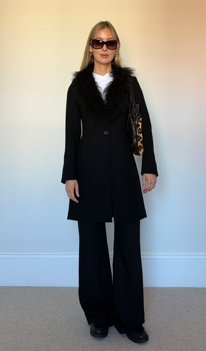 Vintage black mongolian fur coat