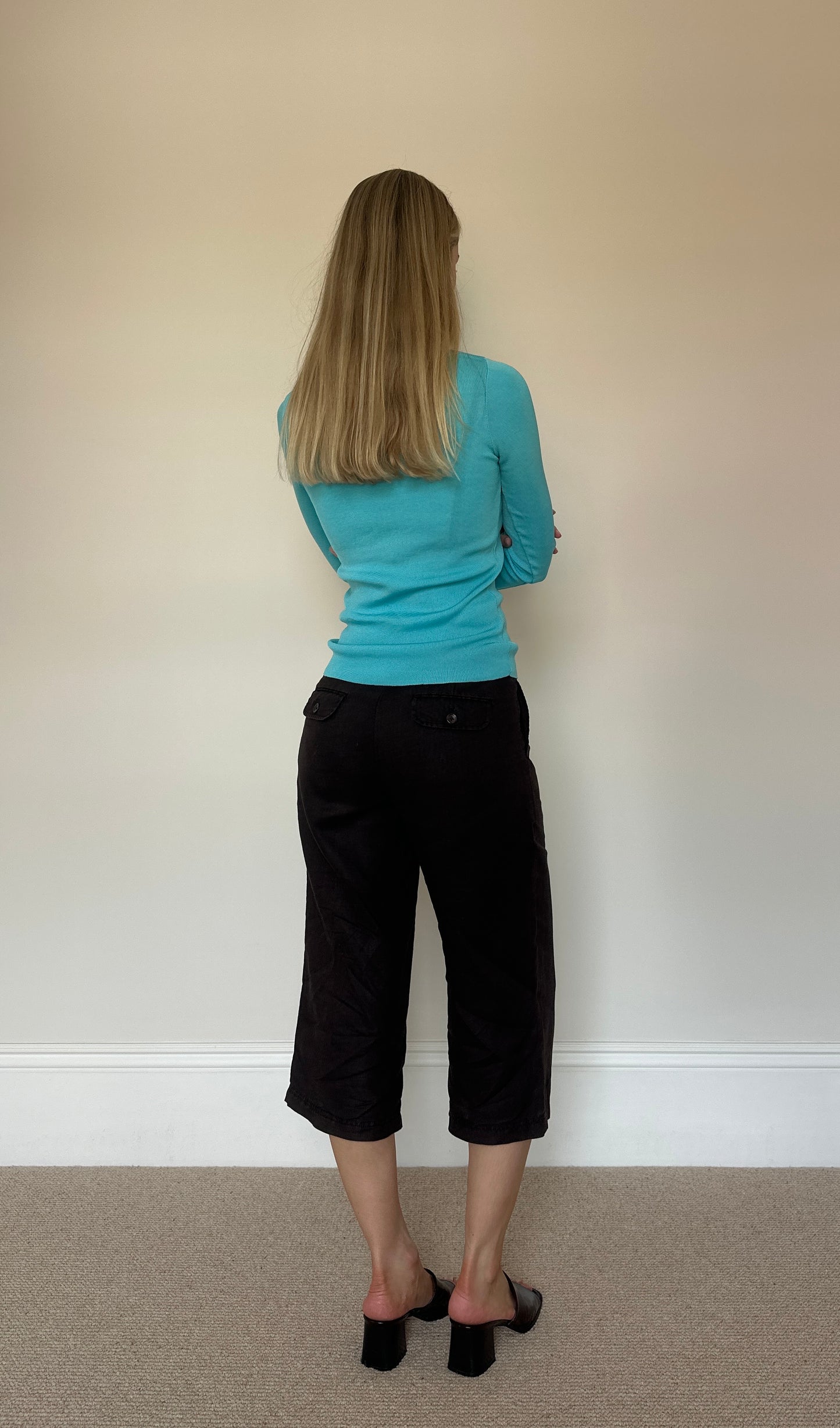 Vintage brown linen capris