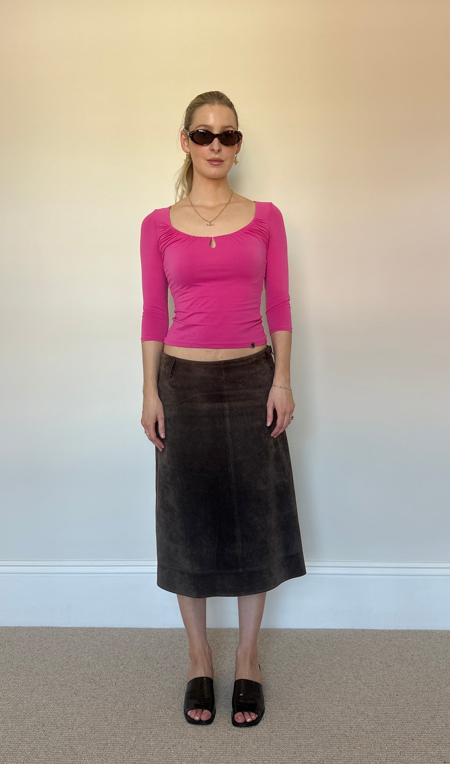 Vintage real suede brown skirt