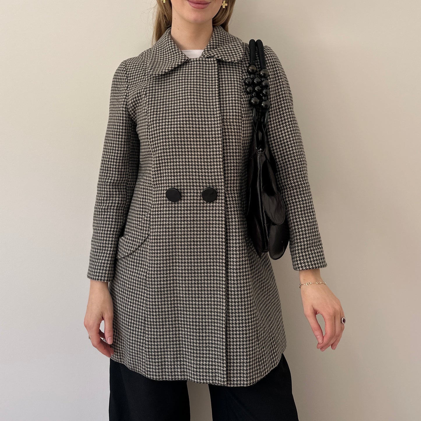 Vintage dogtooth pea coat
