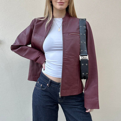 Vintage 00s burgundy leather jacket