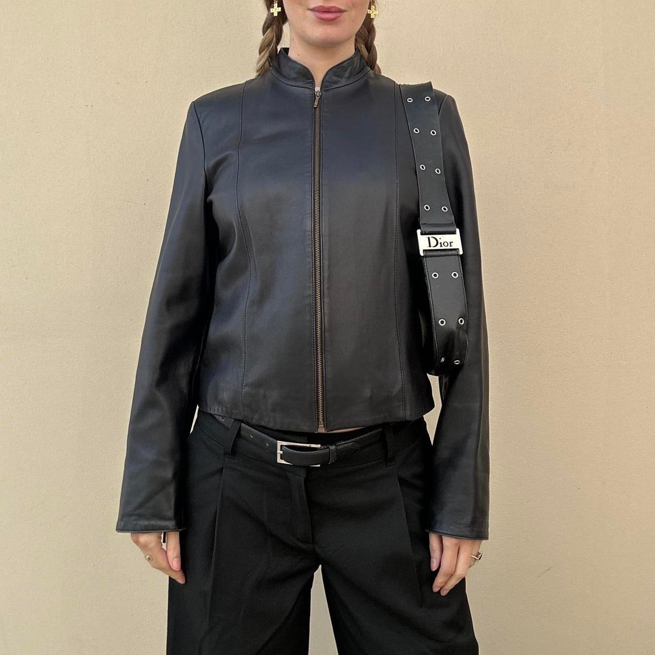 Vintage 90s black leather jacket