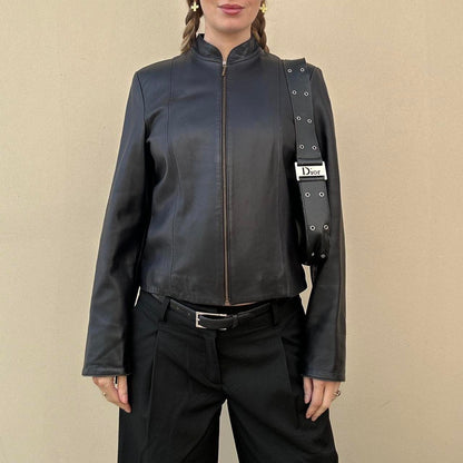 Vintage 90s black leather jacket