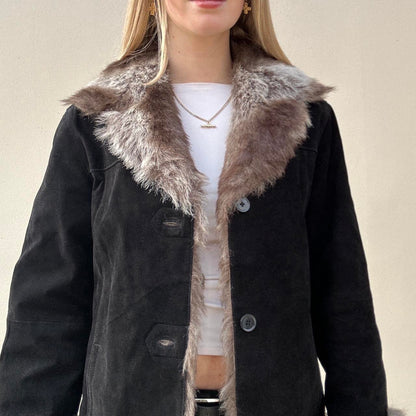 Vintage suede & faux fur jacket