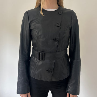 Vintage leather asymmetrical jacket