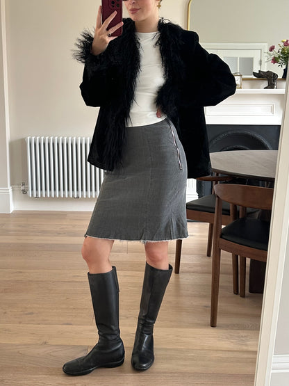 Vintage suede Mongolian fur afghan jacket
