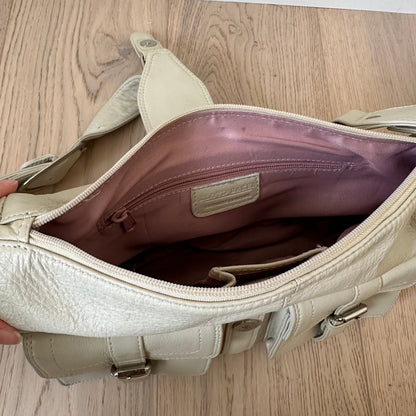Vintage cream leather satchel bag