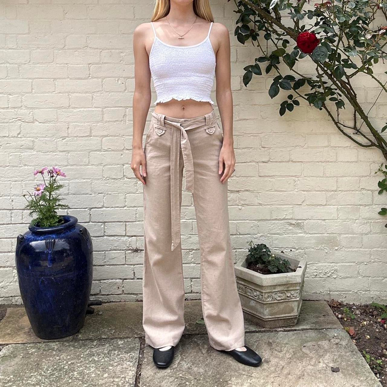 Vintage beige linen trousers