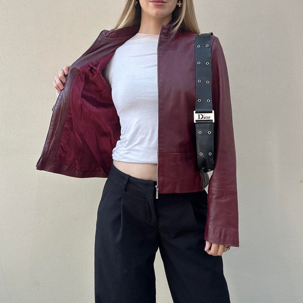 Vintage 00s burgundy leather jacket
