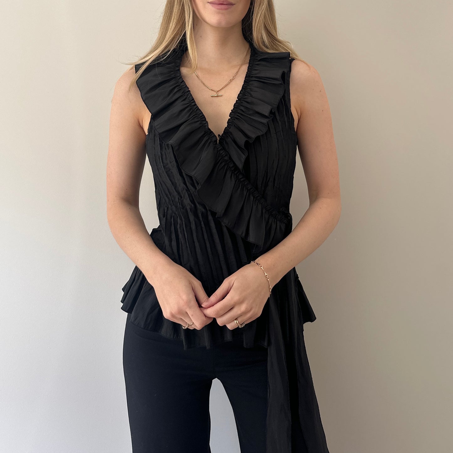Vintage frill tie top