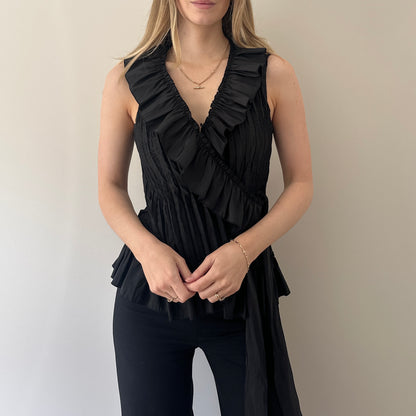 Vintage frill tie top