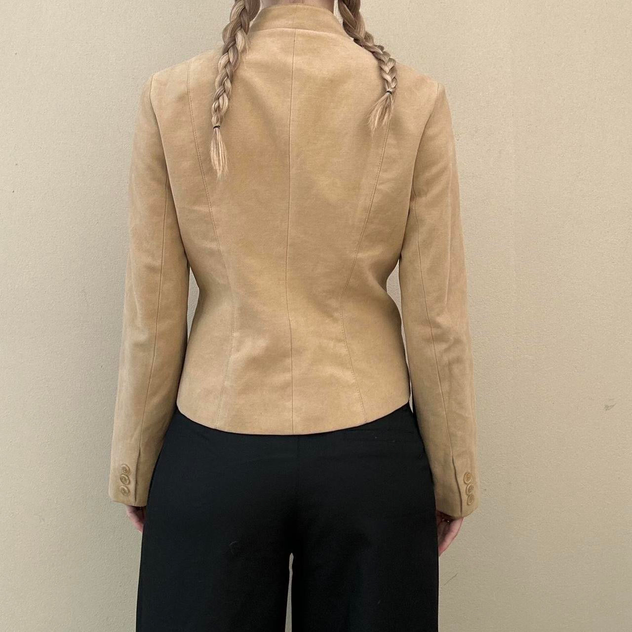 Vintage 00s asymmetric camel jacket