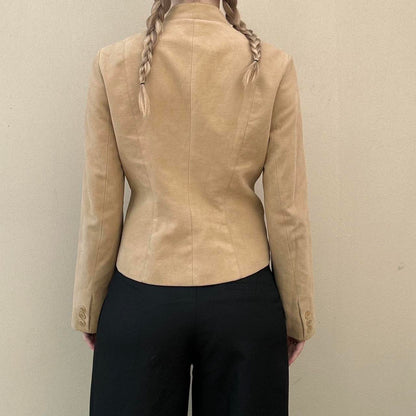 Vintage 00s asymmetric camel jacket