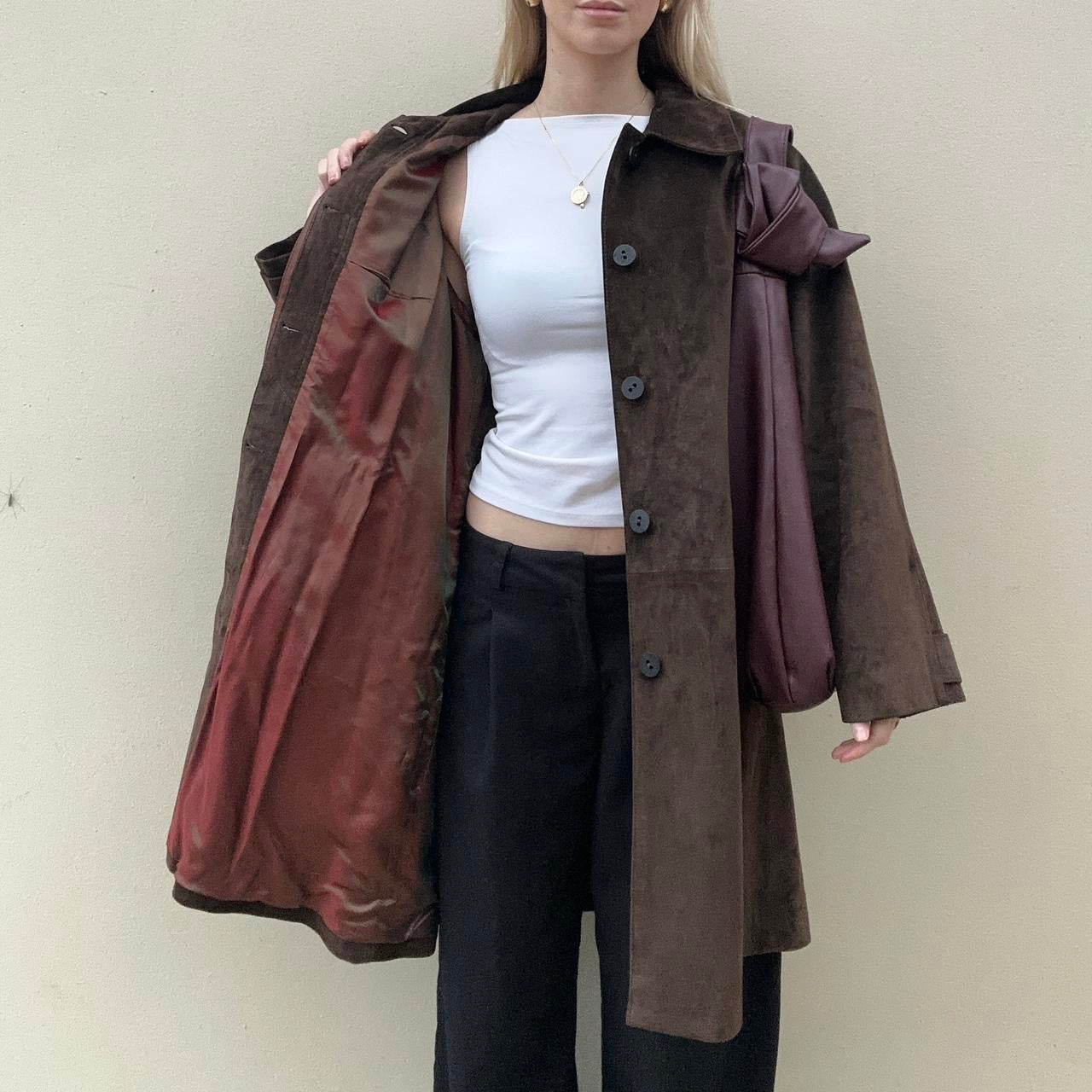 Vintage 00s chocolate brown suede jacket