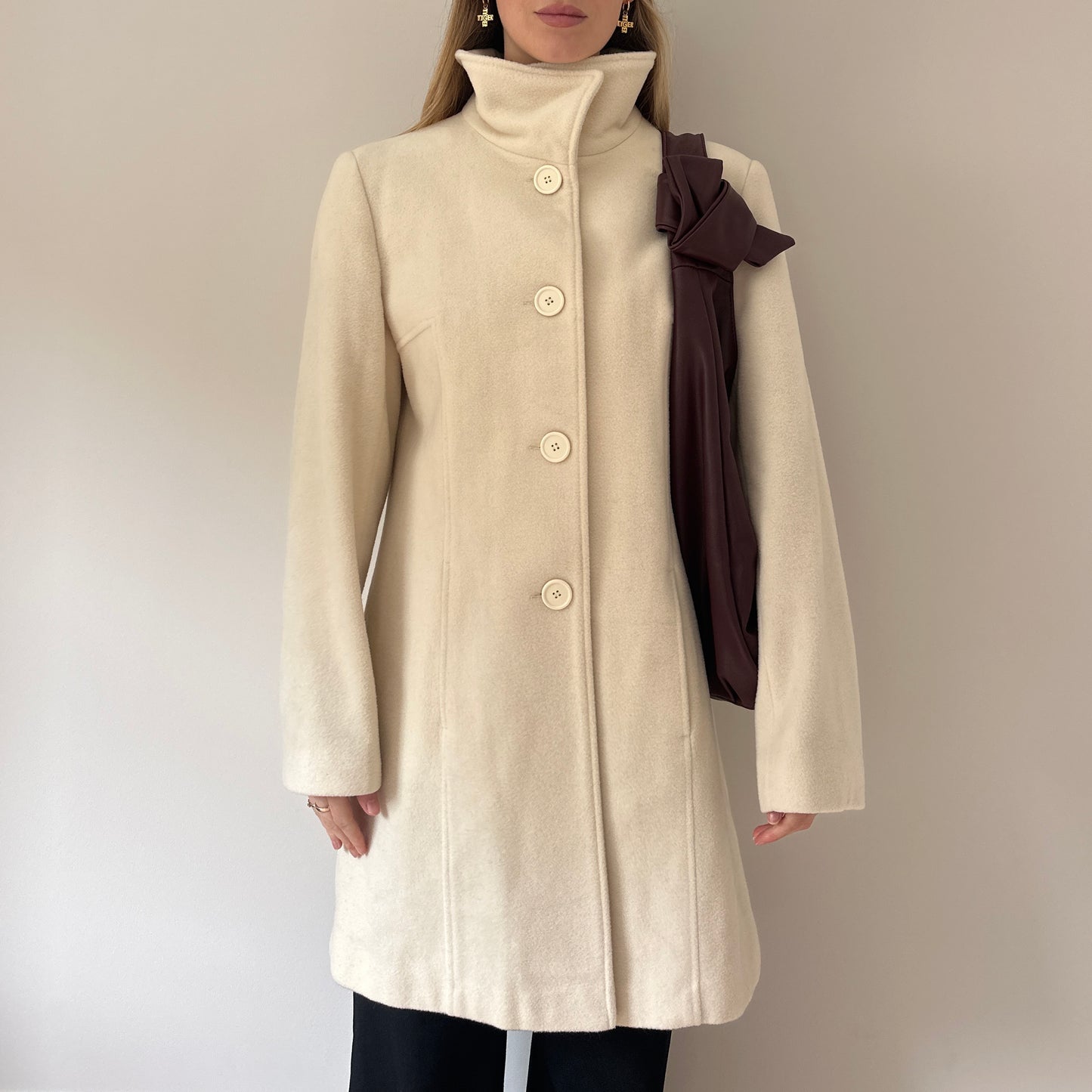 Vintage cream funnel neck jacket