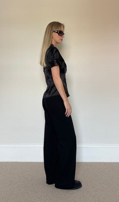 Vintage black satin blouse