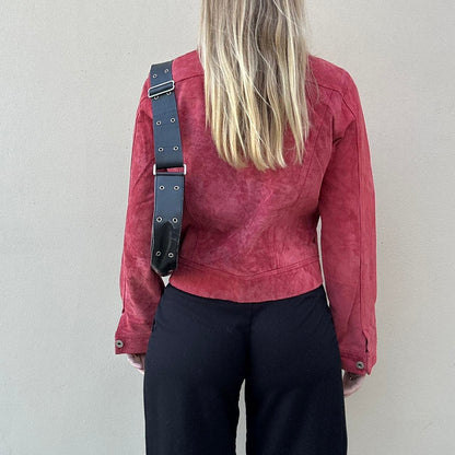 Vintage 90s raspberry suede jacket