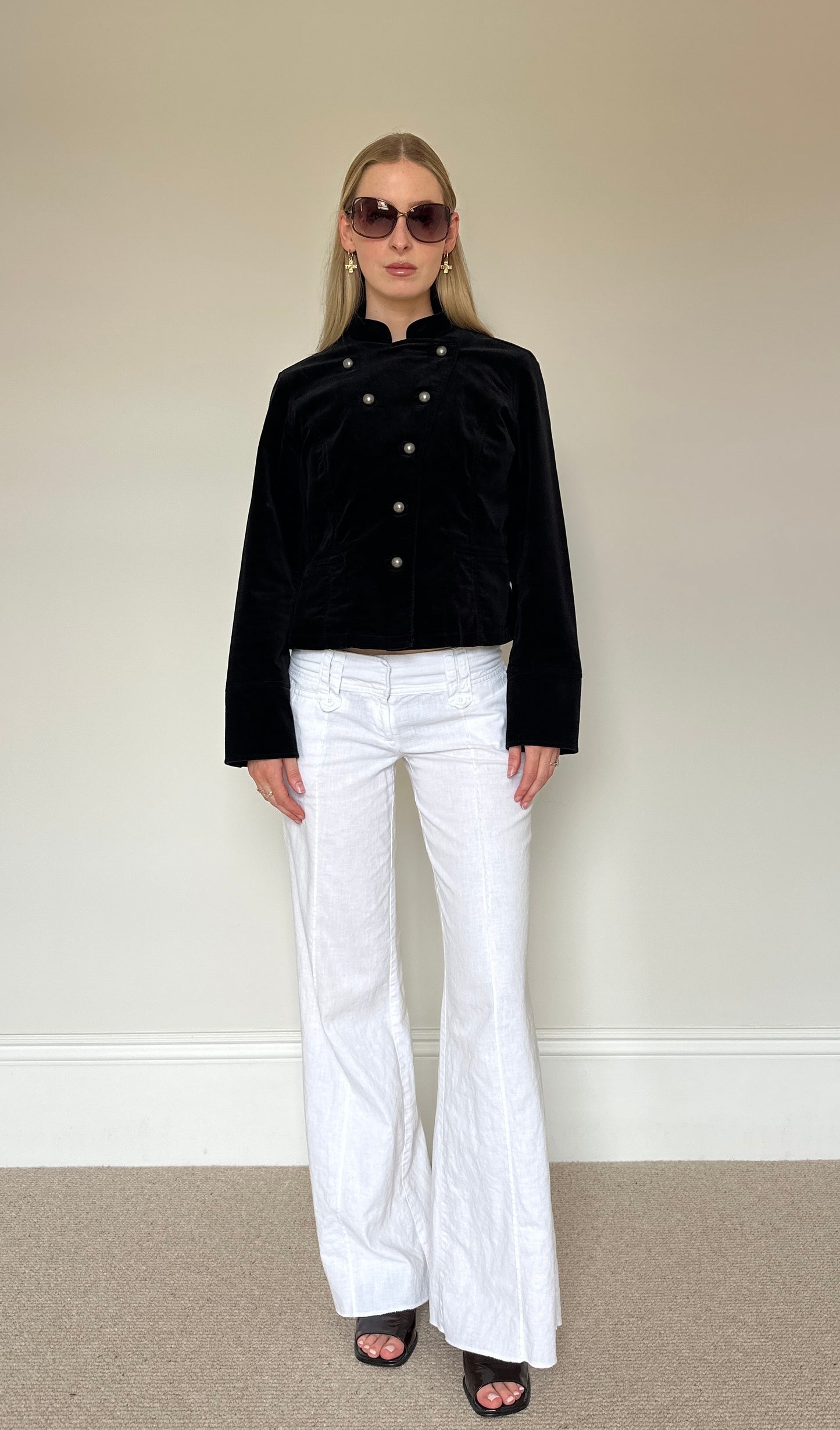 Vintage black velvet military jacket