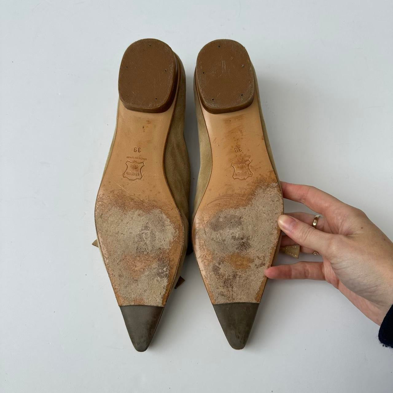 Vintage L.K.Bennett suede pointed ballet flats