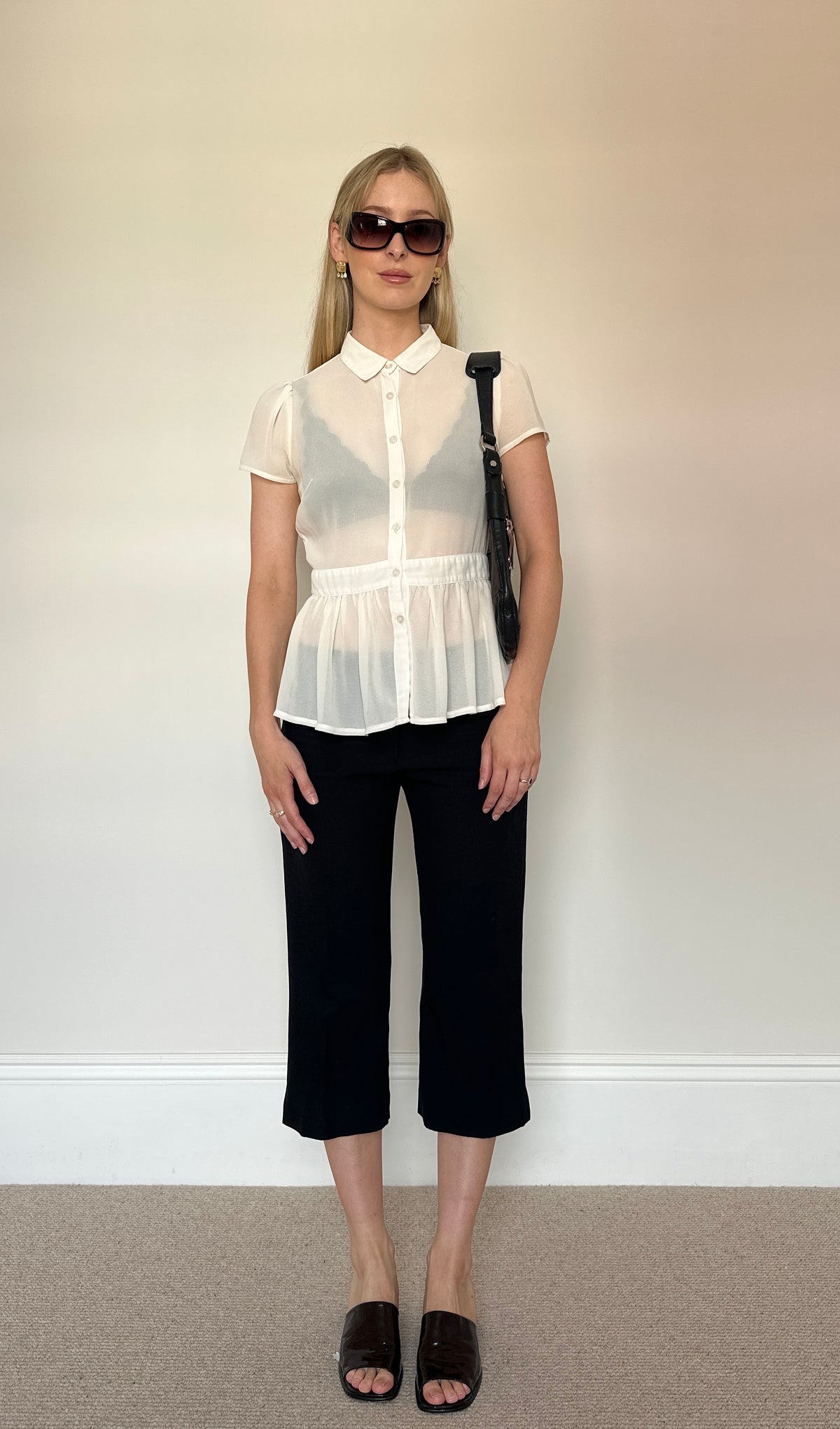 Vintage peplum sheer blouse