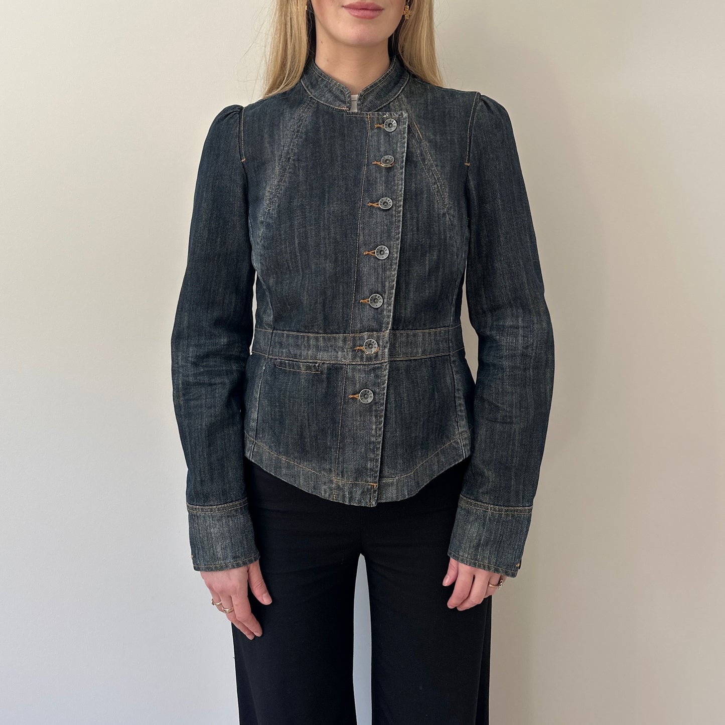 Vintage denim asymmetrical jacket