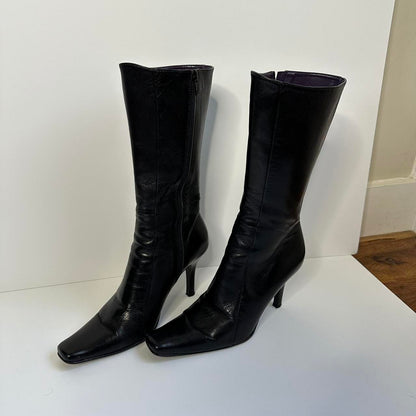 Vintage 00s black square toe boots