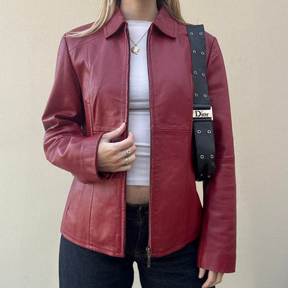 Vintage 90s red leather jacket