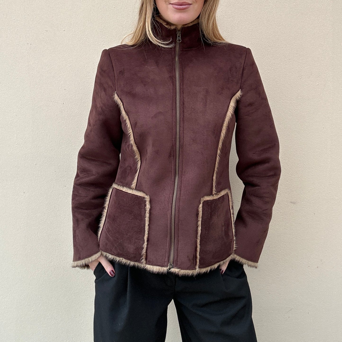 Faux suede brown jacket