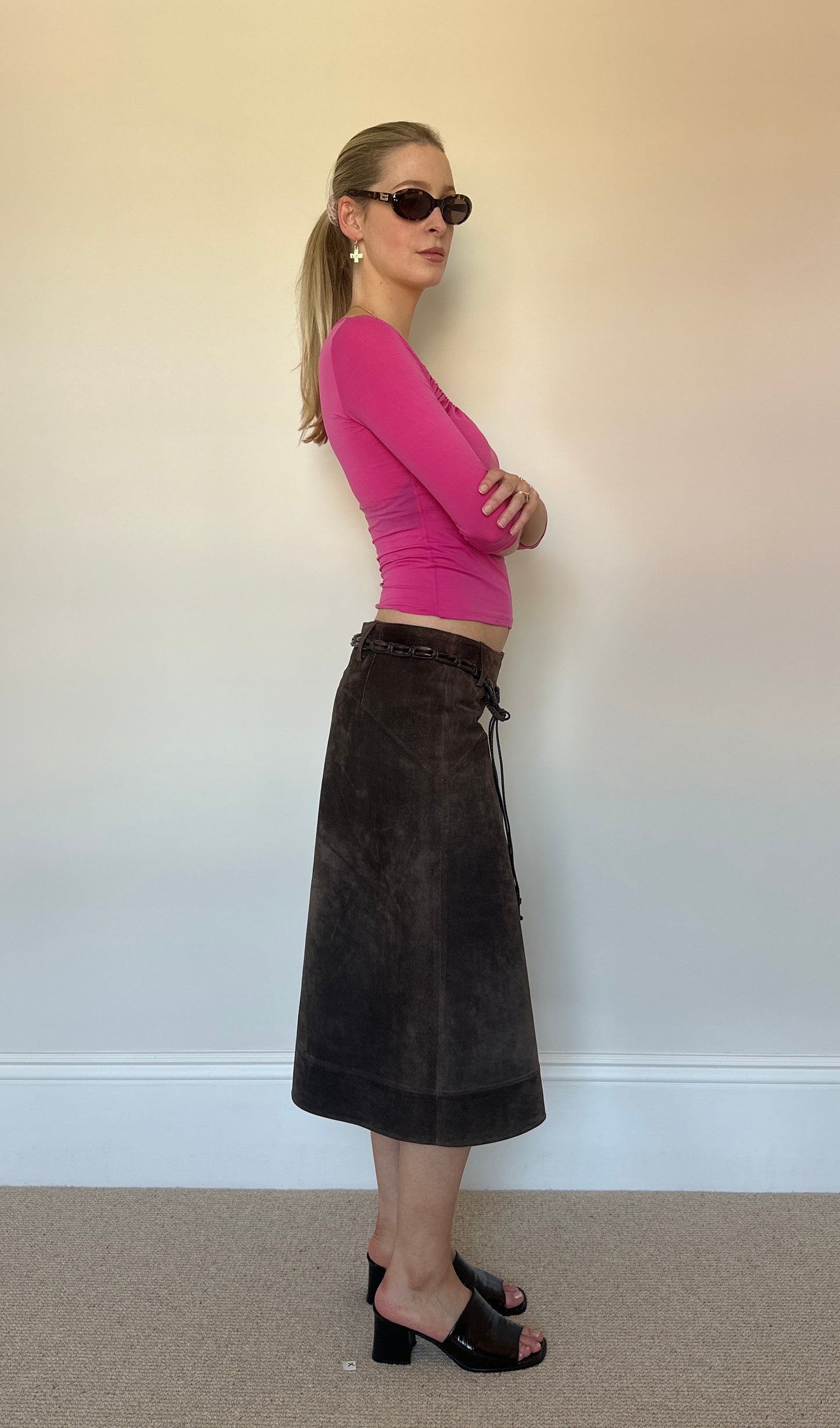 Vintage real suede brown skirt