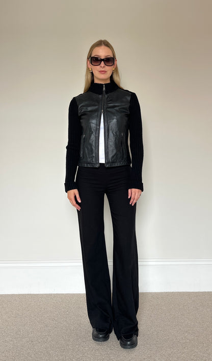 Vintage Leather & Knit Jumper Jacket