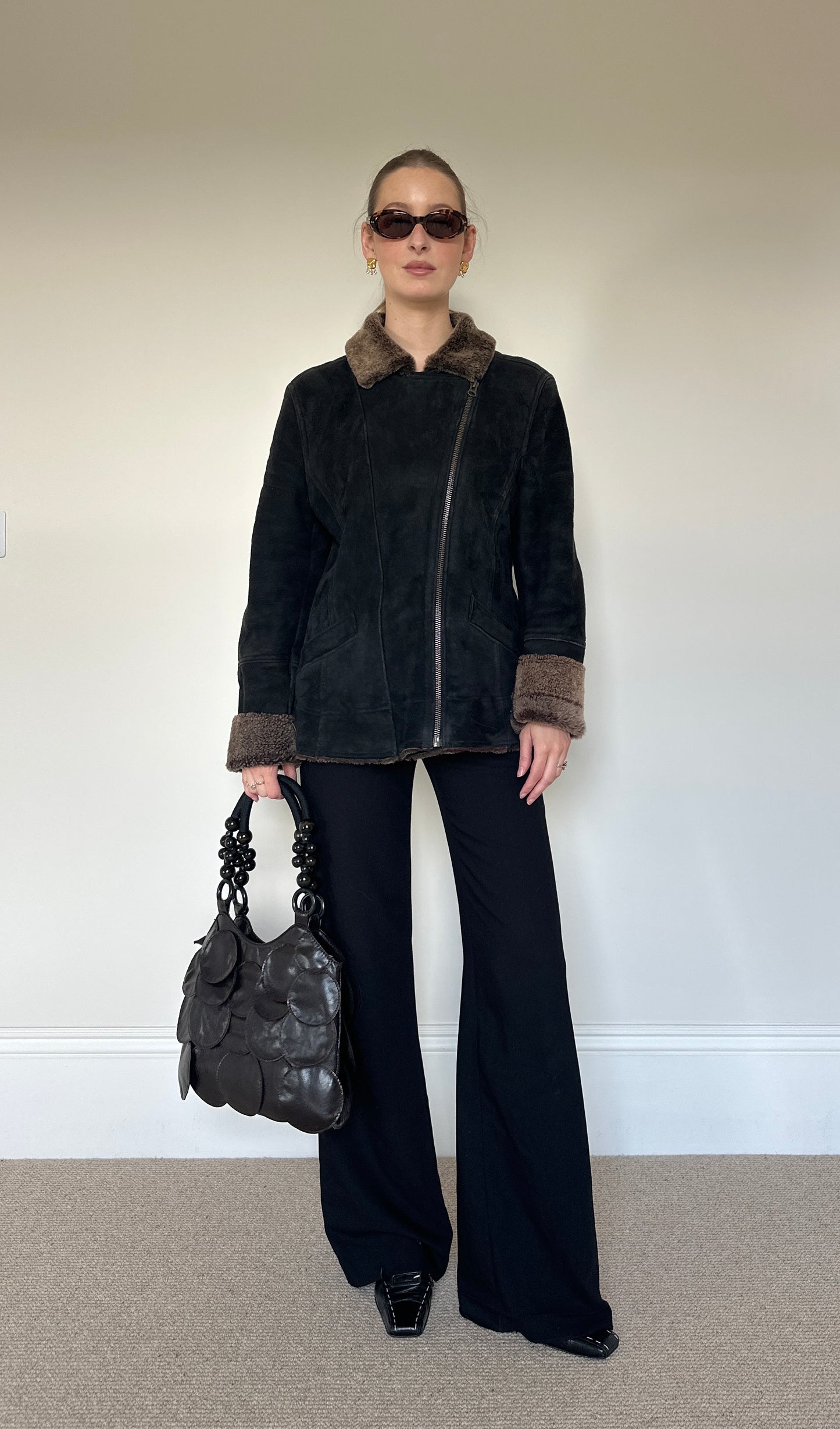 Vintage suede asymmetrical jacket