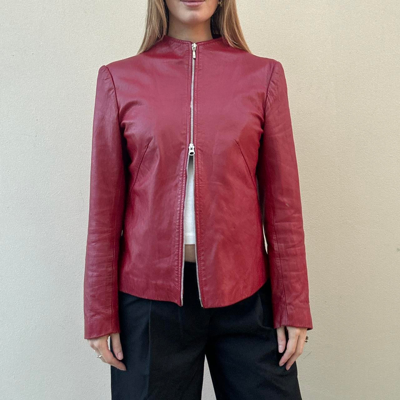 Vintage 00s red leather jacket