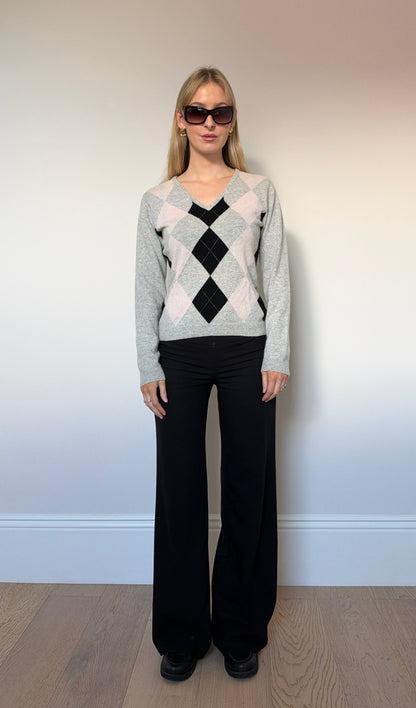 Vintage cashmere argyle jumper