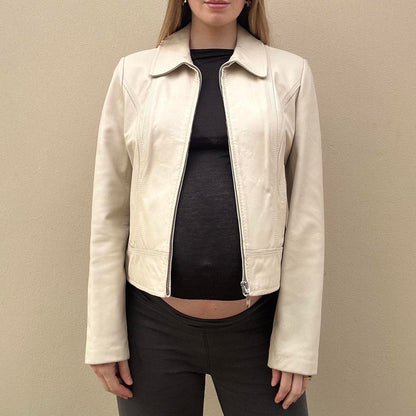 Vintage cream leather jacket