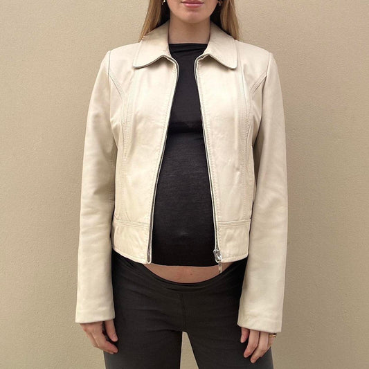Vintage cream leather jacket