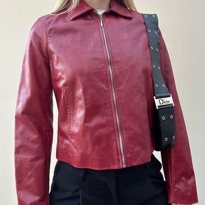 Vintage 00s red leather jacket